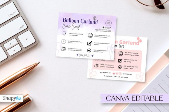 Editable Balloon Care Cards: Professional Design for Small Businesses