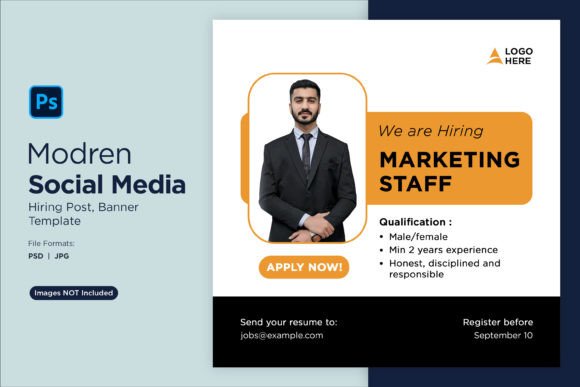 Professional We Are Hiring Social Media Post Design Template