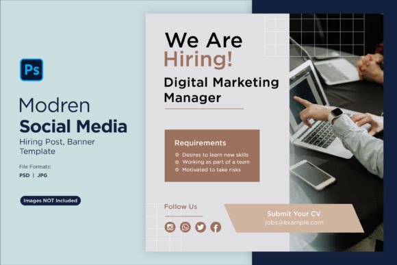 We Are Hiring Social Media Post 26: A Design Template for Modern Recruitment